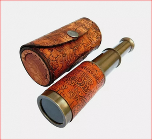 Télescope en cuir fait main avec motif en relief, style antique, portable, pour cadeaux promotionnels - Product Image 1