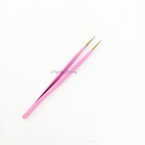 Pinzas puntiagudas de acero inoxidable de alta calidad hechas a medida Pinzas de pestañas rosas de calidad para herramientas de belleza - Product Image 3