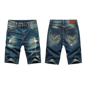 Shorts mi-longs décontractés pour hommes, respirants, taille mi-haute, avec cordon de serrage, en coton tricoté 180g, motif flamme abstrait, effet délavé vintage - Product Image 3