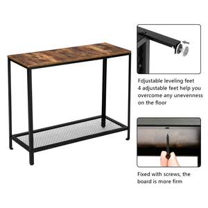 Mesa de consola de grano de madera industrial moderna 2 pisos Mesa de sofá de hierro forjado rectangular de 40 pulgadas - Product Image 4