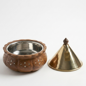 Modern Wooden Casserole <b>Set</b> with Conical Lid Mother Pearl Inlay Food Warmer <b>Buffet</b> <b>set</b> <b>Chafing</b> <b>Dish</b> Wholesale Hotpot <b>Set</b> Luxury - Product Image 3