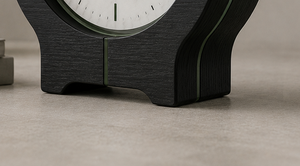 Minimalist Wooden Desk <b>Clock</b> Circular Design Silent Quartz <b>Movement</b> Green Acrylic Ring White Marble Face - Product Image 3