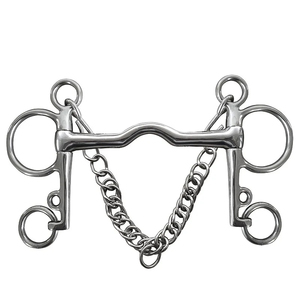 Mors à étrier complet en acier inoxydable avec chaîne et crochets de bridage durables pour cheval – Équipement équestre - Product Image 6
