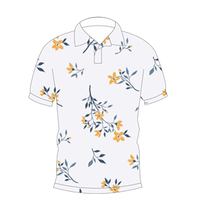 Mens White Floral Polo Shirt Yellow <b>Flower</b> Print Short Sleeve Casual Summer Golf Shirt - Product Image 4
