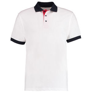 Chemise piqué tricotée rouge pour homme avec patte de boutonnage contrastante à trois boutons et passepoil latéral respirant pour le sport et le golf - Product Image 1