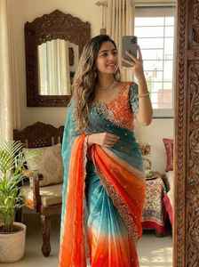 Tissu Fendi Sartin très doux et élégant, au look riche, avec de magnifiques broderies, travail de sequins de 3 mm, bordure épaisse avec motifs boutis. - Product Image 6