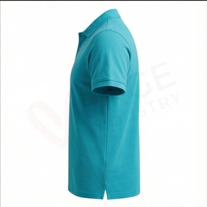 Men's <b>Turquoise</b> Short Sleeve Polo <b>Shirt</b> Solid Knitted Casual Regular Fit Button Design - Product Image 3