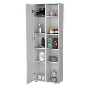 FM FURNITURE Dispensa da Cucina Bianca Harman Multistorage con 1 Porta e 5 Ripiani Aperti - Product Image 3
