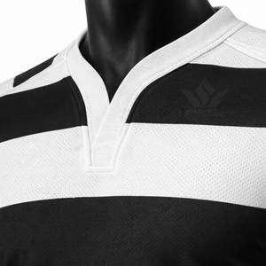 Camiseta de Rugby a Rayas Blancas y Negras para Hombre, Manga Corta, Poliéster que Absorbe la Humedad, Ropa Deportiva para Equipo, Todas las Temporadas, Corte Regular - Product Image 5