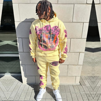 Sudaderas holgadas y Sudadera con capucha Fabricante personalizado Pantalones de chándal Jogger de dos piezas Chándal Flare Stacked Vintage Totalmente DTG Impreso