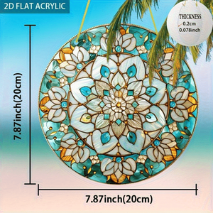 CIFbuy Atrapasueños Bohemio Plano con Mandala, Azul Cielo y Dorado, Decoración Acrílica para Colgar en Ventanas, Adorno para el Hogar, para TikTok y Temu - Product Image 2