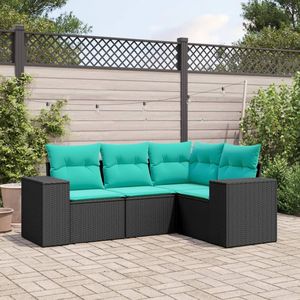Ensemble de canapés de patio noir et bleu pour la collection de meubles de jardin d'extérieur - Product Image 1