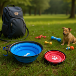 Bol pliable pour chien rouge prune 15 cm, bol d'alimentation pliable pour animaux de compagnie pour les voyages - Product Image 3