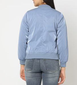Chaqueta Bomber Extra Grande con Cierre, Estilo Satinado, de Nailon y Poliéster, Resistente al Agua y al Viento, para Mujer - Product Image 2
