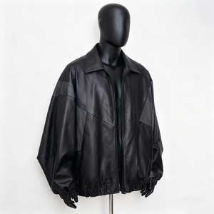 Veste en cuir véritable vintage de luxe sur mesure, en cuir de vachette 100% authentique, noire, pour hommes - Product Image 3
