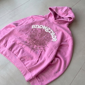 เสื้อฮู้ดโอเวอร์ไซส์ Snowgrace Winter Pink ซิปหน้า ผ้าเฟรนช์เทอร์รี่ 80% คอตตอน 20% โพลีเอสเตอร์ กระเป๋าปักลาย สไตล์ลำลอง ใส่ได้ทั้งชายและหญิง - Product Image 6