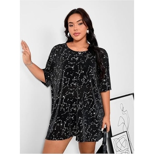 Women's <b>Plus</b> <b>Size</b> Sparkle <b>Mesh</b> Y2K Tee <b>Top</b> Loose Drop Shoulder Party Club Wear T Shirts - Product Image 2