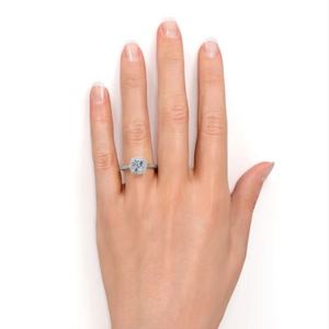 1.35 Carat Cushion Cut Moissanite Halo Engagement <b>Ring</b> Gold Plated Sterling <b>Silver</b> Classic Bridal Proposal <b>Ring</b> Fine Jewelry - Product Image 3