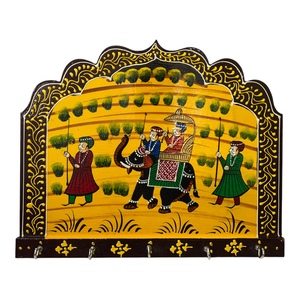 Hand Painted Wooden <b>Key</b> <b>Hanger</b> Elephant Procession Wall Decor <b>Key</b> Holder - Product Image 2