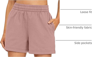 Shorts en polaire pour femmes, doux et confortables, décontractés, taille élastique, coupe mi-haute régulière, chauds pour l'hiver, bas de survêtement écologiques - Product Image 4