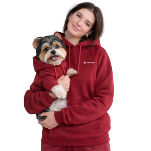 เสื้อฮู้ดสำหรับสุนัขและเจ้าของ ชุดคู่รักแสนสบาย ทันสมัย ใส่ได้ทั้งสัตว์เลี้ยงและคน สีเบอร์กันดี - Product Image 1