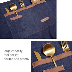 Tablier unisexe noir en toile avec poches, tablier de bistrot pour la cuisine et l'usage quotidien, style classique, lavable, multifonctionnel - Product Image 3