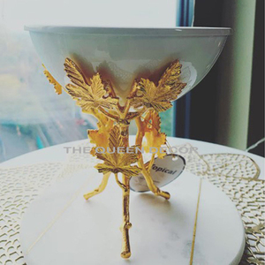 Designer Marble Round <b>Bakhoor</b> <b>Burner</b> With Iron Gold Polished Square Shape Stand <b>Bakhoor</b> Incense <b>Burner</b> - Product Image 2