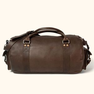 Bolsa de Viaje de Cuero Clásica Refinada, Bolsa de Lona Marrón Resistente para Hombre - Product Image 3