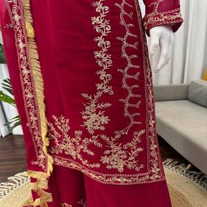 Conjunto de Kurta y Plazzo de Diseño VASTRA COTTAGE en Georgette con Bordado de Lentejuelas y Hilo, Plazzo Cosido y Dupatta, Ideal para Fiestas - Product Image 4