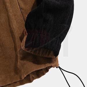 Sudadera con capucha de pana para hombre, estilo colorblock, casual, tipo anorak, ropa de calle, para otoño e invierno - Product Image 4