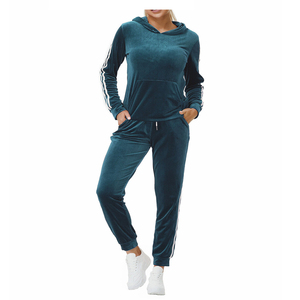 Ensemble de jogging 2 pièces en velours 100 % coton, coupe-vent et respirant, personnalisable, pour femme, hiver, écoresponsable - Product Image 1