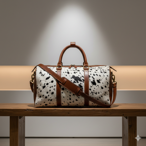 Sac de voyage de luxe en coton avec fermeture éclair, poignées noires, design spacieux pour week-end, idéal pour les voyages d'affaires et les escapades élégantes - Product Image 1