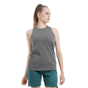 Women's Grey Athletic Tank <b>Top</b> Quick-Dry Moisture Wicking Breathable Eco-Friendly Custom Front Sustainable 100% Cotton - Product Image 2