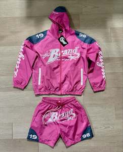 Custom Men's Shorts Zip up Reflective Stripe Windbreaker Jacket <b>Set</b> <b>Embroidery</b> Logo Nylon Lightweight Gradient Summer Tracksuit - Product Image 4