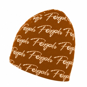 Gorro de Punto Jacquard con Estampado Completo en Naranja Óxido, Logotipo Personalizado, Gorro de Invierno Cálido, Ropa Urbana - Product Image 3
