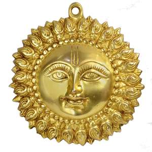 Décoration murale en laiton en forme de soleil, visage de Surya Bhagwat, fait main, pour la maison et le bureau, pour la positivité - Product Image 6