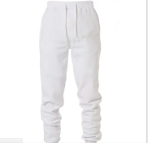 Men's White Cotton Waterproof Breathable Wide Leg Sweatpants Elastic Waist Drawstring Joggers <b>Summer</b> Lightweight Knitted <b>Pants</b> - Product Image 1