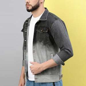 Veste en jean pour homme de qualité supérieure, coupe ample, en tissu éponge, délavée à l'acide, prix de gros du fabricant pakistanais - Product Image 2