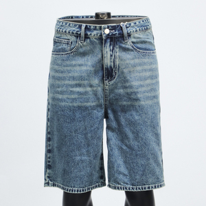 Pantalones Cortos de Mezclilla para Hombre, Corte Recto, Cintura Alta, Lavado Claro, Estilo Casual de Verano, Ajuste Holgado, Jorts, Streetwear Y2K, Tallas Grandes, MOQ Bajo - Product Image 1