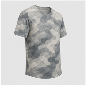 เสื้อยืดคอกลมแขนสั้นลายพรางสีเทาหมอกแบบกำหนดเองสำหรับผู้ชาย รุ่น MTS-CAMO-0027 - Product Image 4