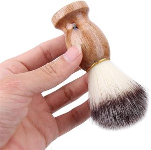 Brosse à raser pour homme la plus vendue, manche en bois, portable, pour salon, poils synthétiques, brosse de nettoyage visage et cou - Product Image 1