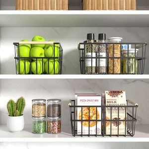 Set of 3 Black Metal <b>Wire</b> Organizer Bins with Handles Elegant <b>Wire</b> <b>Baskets</b> - Product Image 5