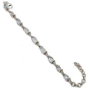 Celestial Genuine Rainbow Moonstone <b>Bracelet</b> 925 <b>Solid</b> Sterling Silver Natural Gemstone Jewelry For Women Gift - Product Image 5