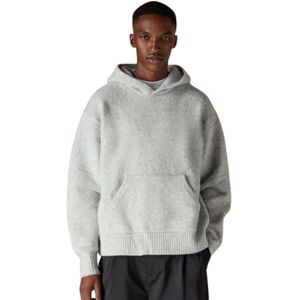 Sudadera con Capucha Gris Jaspeado, Mezcla de Algodón Suave y Cómoda, con Bolsillo Tipo Canguro y Capucha con Cordón Ajustable, Ideal para Uso Casual en Invierno - Product Image 6