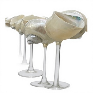 Coastal Elegance Seashell Wine Glass from Vietnam: Conch Shell Cups with Pearl and Seashell Wine Glass for Yachts Beach Resorts - Product Image 1