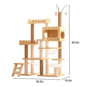 Torre per Gatti Moderna da 170 cm con Tiragraffi Rivestiti in Sisal, Albero per Gatti da Interno in Legno con Postazione Superiore, Confortevole Cuccia per Gatti - Product Image 3