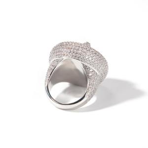 Bagues personnalisées de haute qualité pour hommes, style Hip Hop, avec lettres incrustées de zircons cubiques, monture pavée, finition or, pour tiers - Product Image 2