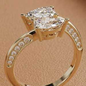 แหวนเพชรทรงลูกแพร์ 1.01 กะรัต ผลิตในห้องปฏิบัติการ สไตล์อาร์ตเดโค โทอิ โมอิ สำหรับผู้หญิง ทองคำแท้ 14K ของขวัญวันเกิดสุดเซอร์ไพรส์สำหรับคนรัก - Product Image 4