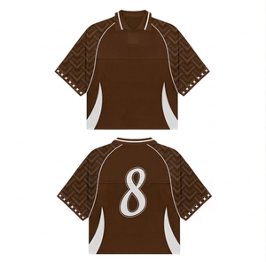Maillot de football rétro pour homme, col en V, manches courtes, 100% polyester, tissu respirant et anti-transpiration, logo personnalisé, nom de l'équipe, football - Product Image 1