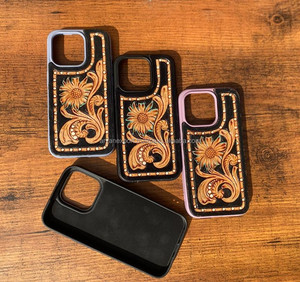 Nueva llegada occidental elegante mano Tooled fundas de teléfono de cuero personalizado Vintage de lujo de alta calidad teléfono 15 fundas móviles - Product Image 6